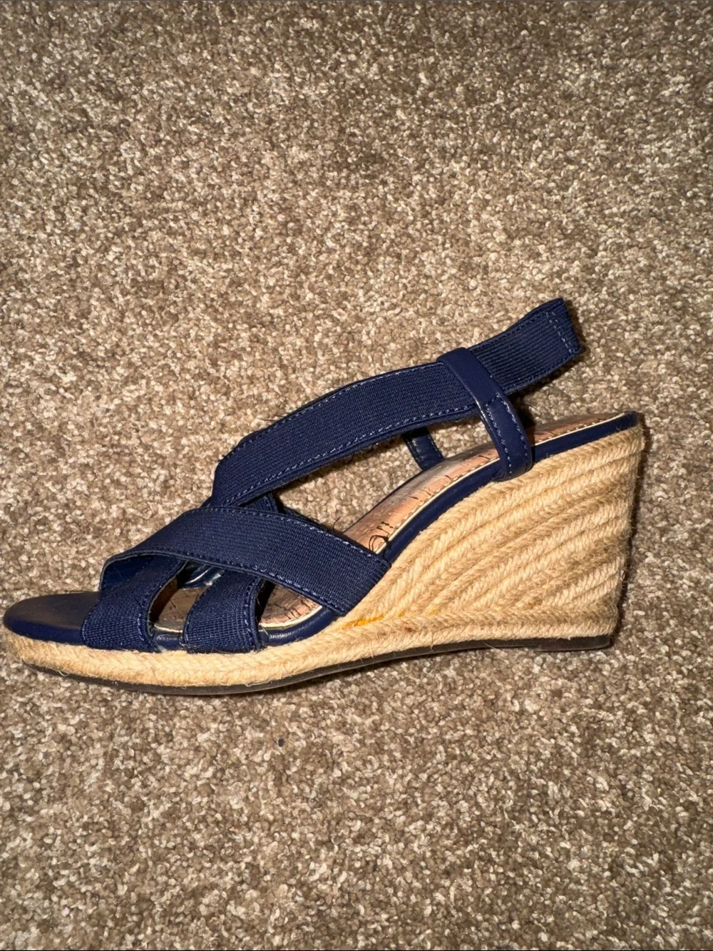 Merona  Navy Blue Espadrille Wedge Strappy Slingback Sandals SZ 5.5 summer